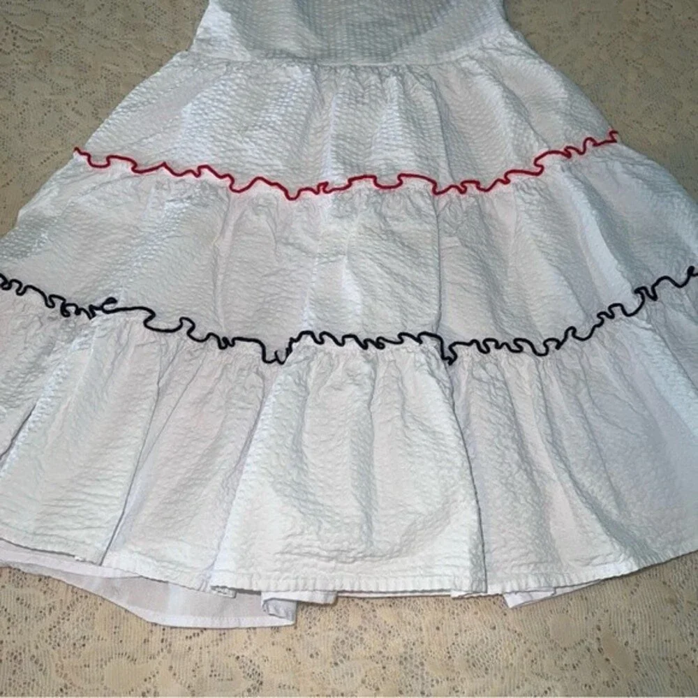 Tahari Sundress Red White Blue Criss Cross Back 4th July Patriotic Summer